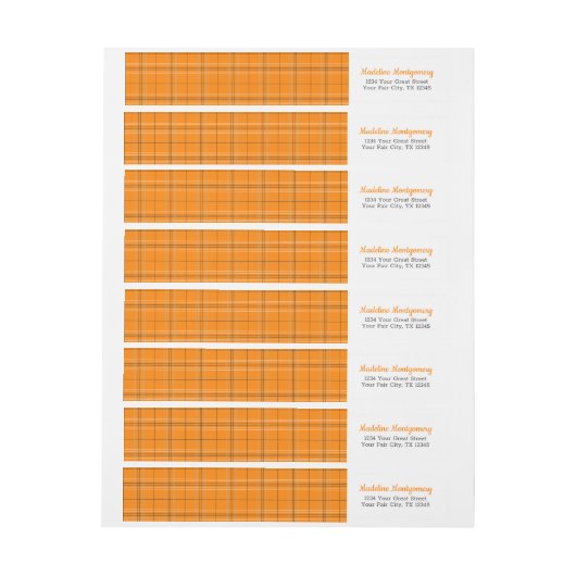 オレンジ色の格子状マイナーラップラのまわりにベル ラップアラウンドラベル (シート)