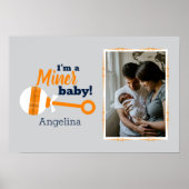 オレンジ色の格子状ラトル鉱夫ベビー写真ポスター ポスター (正面)