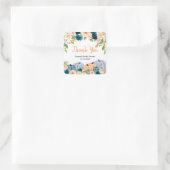 オレンジ色の桃とネイビーブルーのカボチャのベイビーシャワーお礼メッセージ スクエアシール (バッグ)