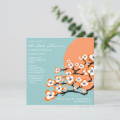 オレンジ色の桜の花のブライズシャワー招待状 招待状 (スタンド正面)