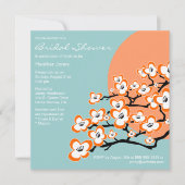 オレンジ色の桜の花のブライズシャワー招待状 招待状 (正面)