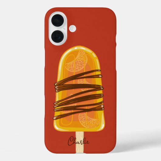 オレンジ色の棒アイスのカスタムネーム入りスマホケース Case-Mate iPhoneケース (裏面)