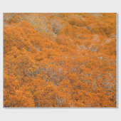 オレンジ色の森林ビュー。オレンジ色の葉の背景。秋 ラッピングペーパー (フラット)