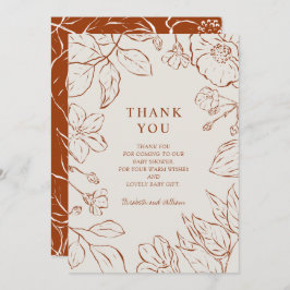 オレンジ色の植物性の赤ちゃんシャワーを燃やしてくれてありがとう サンキューカード