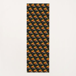 オレンジ色の極楽模様(黒) ヨガマット