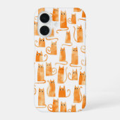 オレンジ色の楽しい猫 iPhone 16ケース (裏面)