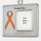 オレンジ色の標準リボンテンプレート(H-O) シルバープレートフレームオーナメント (左)