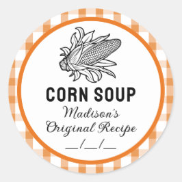オレンジ色の模様のコーン市松模様にスープ ラウンドシール