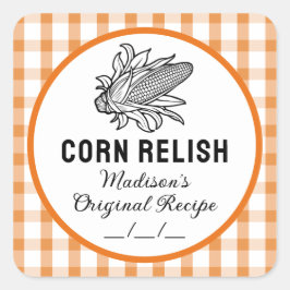 オレンジ色の模様のコーン市松模様にリッシュ スクエアシール