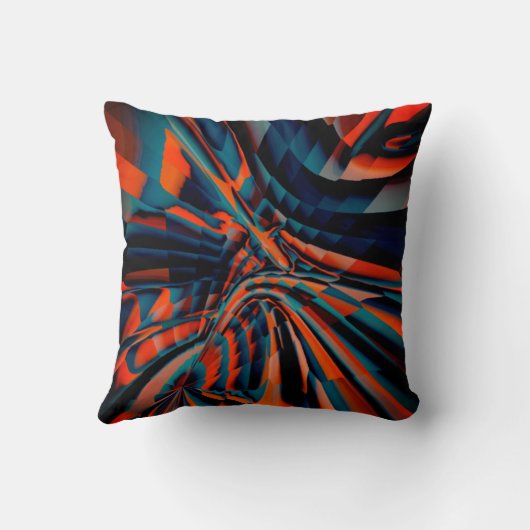 オレンジ色の正方形のスケッチ（ツイスト基体上に整列） クッション (裏面)