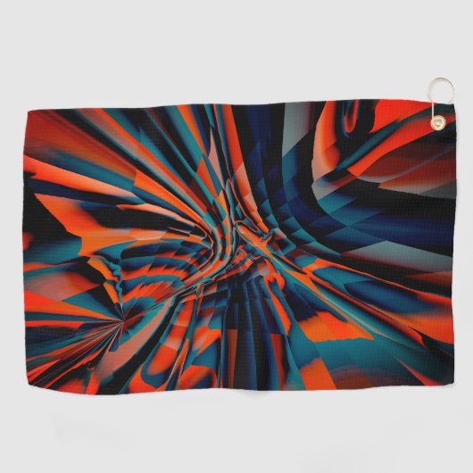 オレンジ色の正方形のスケッチ(ツイスト基体上に整列) ゴルフタオル (横)