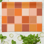 オレンジ色の正方形の濃淡 キッチンタオル (折り畳み)