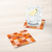 オレンジ色の正方形の濃淡 スクエアペーパーコースター (インサイチュ)