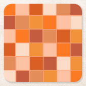 オレンジ色の正方形の濃淡 スクエアペーパーコースター (正面)