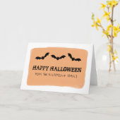 オレンジ色の水の色こうもりハロウィングリーティングカード カード (黄色い花)