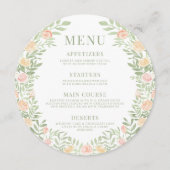 オレンジ色の水の色のフローラ丸メニューカードプレート メニュー (正面)