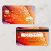 オレンジ色の水の色インク暖かい色クレジットカード 名刺 (正面/裏面)