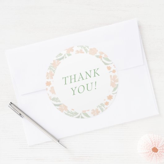 オレンジ色の水の色エレガントありがとうステッカー ラウンドシール (封筒)