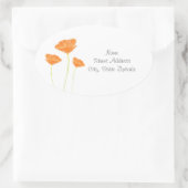 オレンジ色の水の色カリフォルニアポピーのラベル 楕円形シール (バッグ)