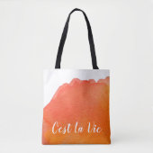 オレンジ色の水の色C'estラヴィフランスの引用文シック トートバッグ (正面)