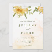 オレンジ色の水エレガント色フローラ日付の保存 セーブザデート (正面)