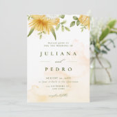 オレンジ色の水エレガント色フローラ日付の保存 セーブザデート (スタンド正面)