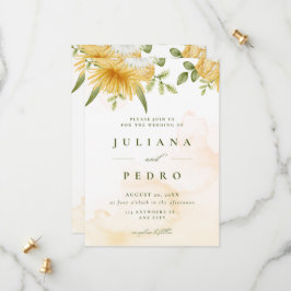 オレンジ色の水エレガント色フローラ日付の保存 セーブザデート