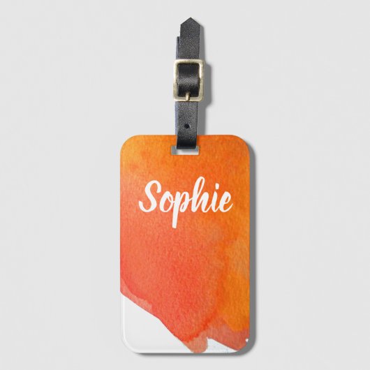 オレンジ色の水パーソナライズされた色の旅行芸術品を気取った ラゲッジタグ (正面縦)