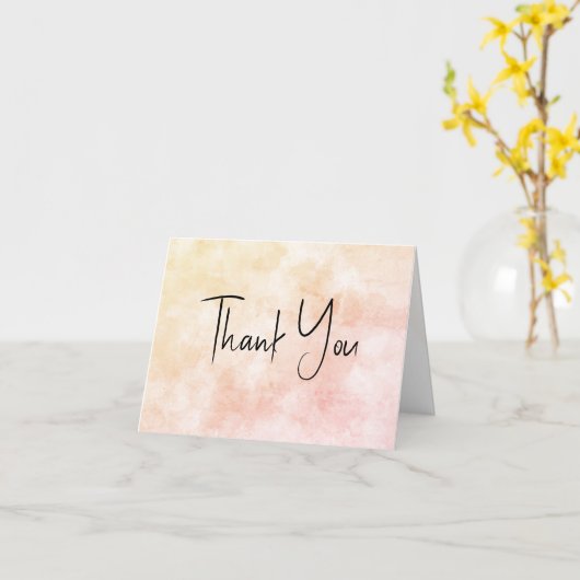 オレンジ色の水彩ありがとう カード (黄色い花)