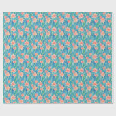 オレンジ色の水彩の水仙の模様 ラッピングペーパー (フラット)