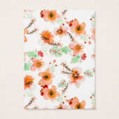 オレンジ色の水彩の花の背景イヤリングカード (裏面)