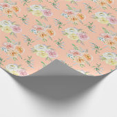 オレンジ色の水彩バラ ラッピングペーパー (角)