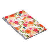 オレンジ色の水彩フローラスパイラルフォトノートブック ノートブック (右側)