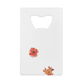オレンジ色の水彩フローラ クレジットカード栓抜き (裏面)