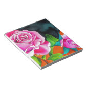 オレンジ色の水彩画を施したピンクローズ ノートパッド (アングル)