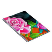 オレンジ色の水彩画を施したピンクローズ ノートブック (右側)