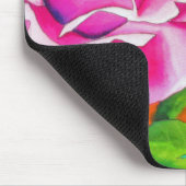 オレンジ色の水彩画を施したピンクローズ マウスパッド (コーナー)