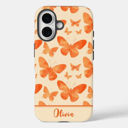オレンジ色の水彩画風の蝶々 Case-Mate iPhoneケース (裏面)