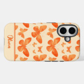 オレンジ色の水彩画風の蝶々 Case-Mate iPhoneケース (裏面 (横))