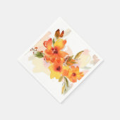 オレンジ色の水彩秋フローラ スタンダードカクテルナプキン (角)