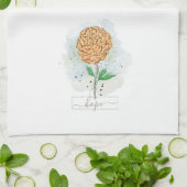 オレンジ色の水彩花の希望 キッチンタオル (折り畳み)