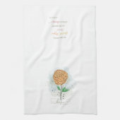 オレンジ色の水彩花の希望 キッチンタオル (縦)