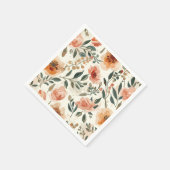 オレンジ色の水彩花の植物画 スタンダードカクテルナプキン (角)