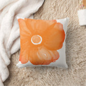 オレンジ色の水彩花枕 クッション (ブランケット)