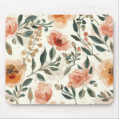 オレンジ色の水彩花植物画 マウスパッド (正面)