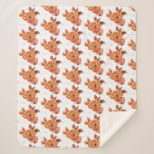 オレンジ色の水彩花I シェルパブランケット (正面)