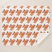 オレンジ色の水彩花I シェルパブランケット (正面(横))