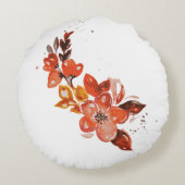オレンジ色の水彩花I ラウンドクッション (裏面)