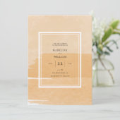 オレンジ色の水彩 |写真の追加招待状 招待状 (スタンド正面)