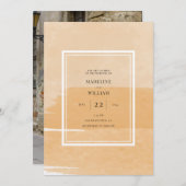 オレンジ色の水彩 |写真の追加招待状 招待状 (正面/裏面)